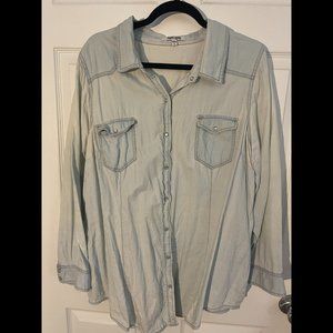 SALE Light Blue Chambray Pearl Snap Shirt 2x